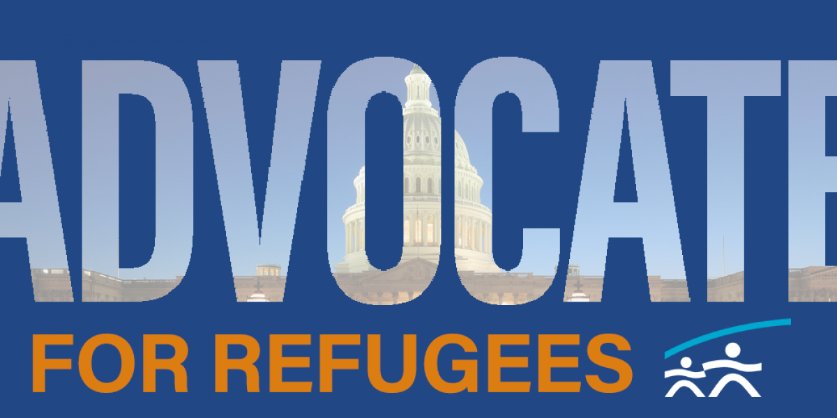 Text Banner with the words Advocate for Refugees