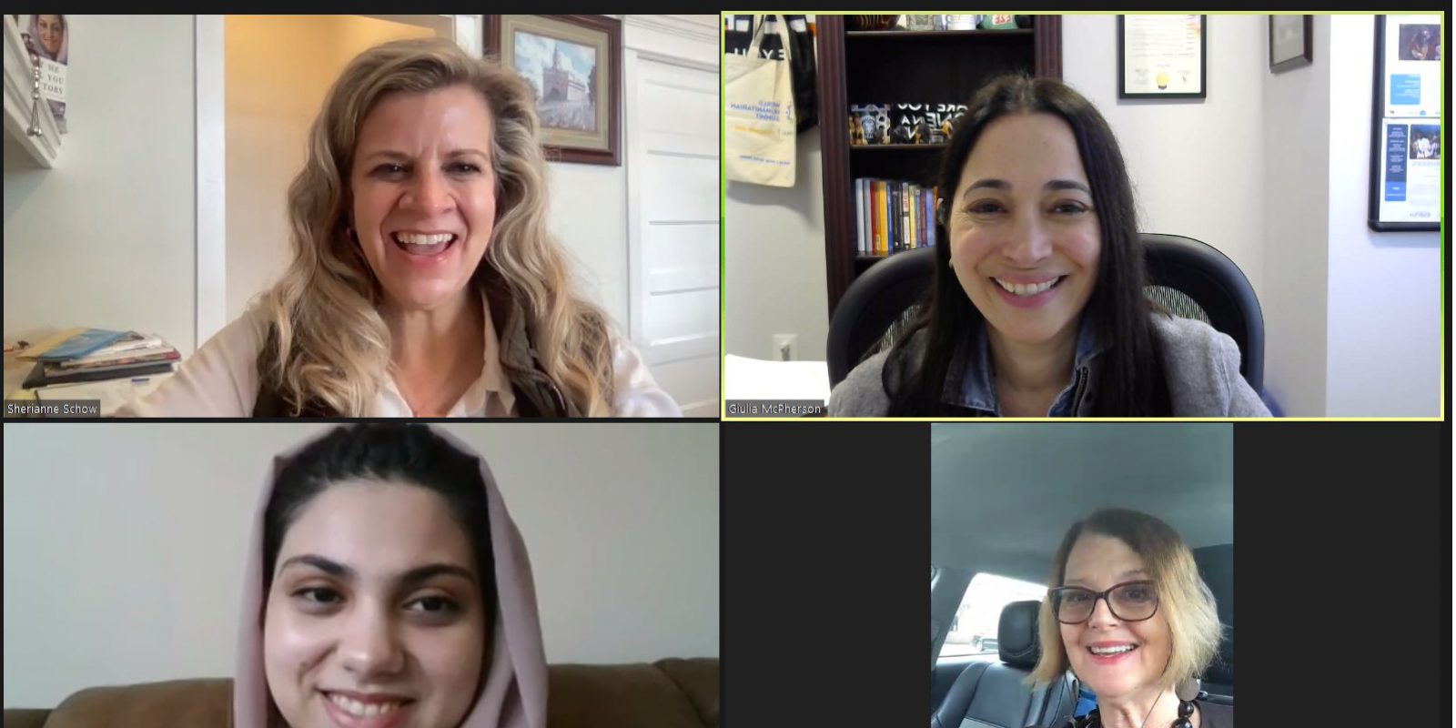 A screenshot of a zoom meeting with four different female participants